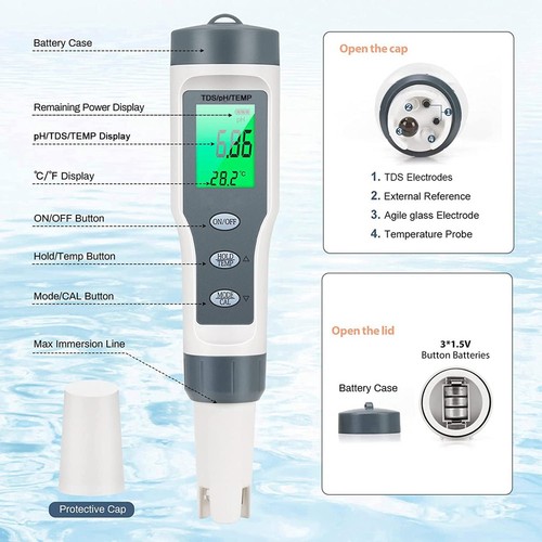 Medidor de Digital 3 en 1 para Agua, TDS//Medidor de Temperatura, Probador2657 - Bild 3 von 6