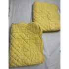 The Company Store Quilted Pillow Shams Standard Yellow Scalloped Tie Back Set 2