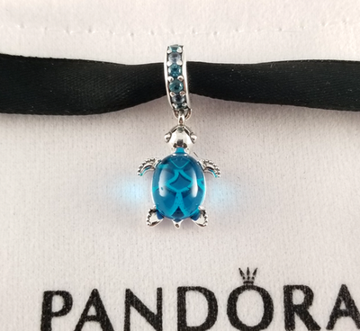 #ad New PANDORA Blue Murano Glass Sea Turtle Silver Dangle Charm s925 ALE $49.99