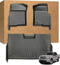 3D Molded Floor Mats Liners For 2010-2014 Ford F-150 SuperCrew Cab TPE Rubber