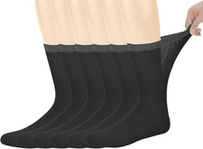 Best Mens Mid-Calf Diabetic Socks with Seamless Toe,6 Pairs L Size(Socks Size:10