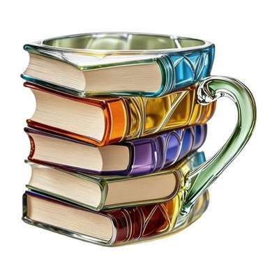 Novelty Painted Gift 3D Books Stack Mug Resin Coffee Unique Colorful Collection