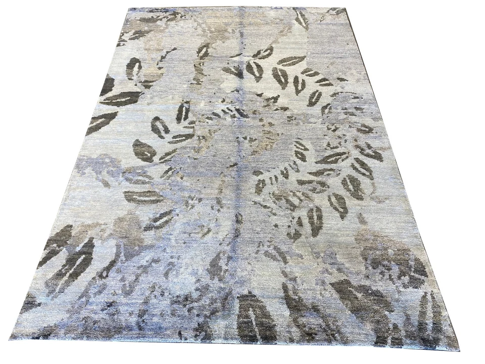 6x9 Contemporary Handmade Tibbet Rug Wool and Silk blend #F-6628 - Image 2 of 4