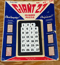 Vintage 1960's Giant 27 Number Puzzle Plas-Trix Sliding Puzzle Tray