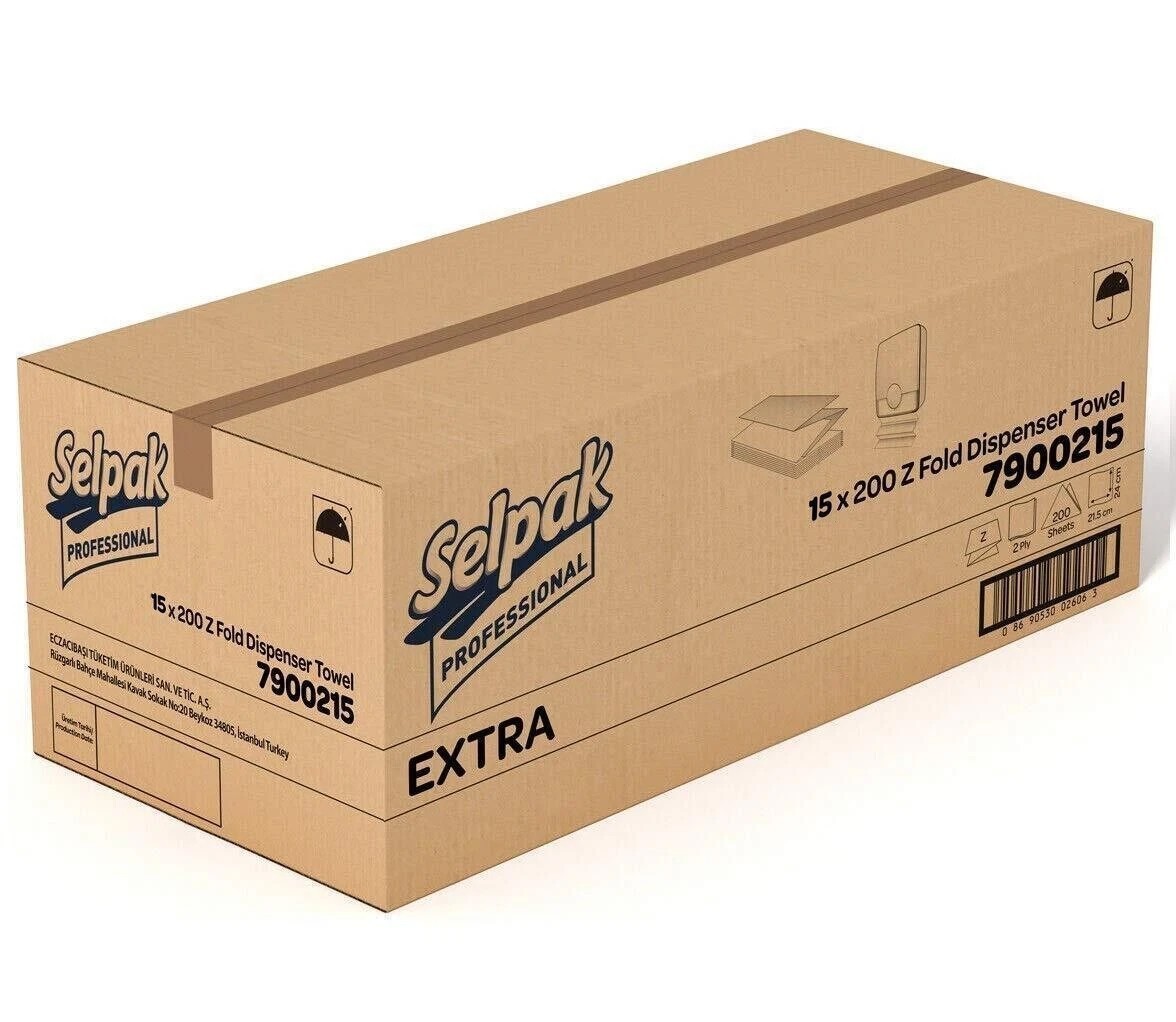 Selpak 2 Ply White Z Fold Hand Towels Pack of 3000 Commercial Tissue Paper Towel