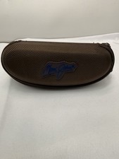 Maui Jim Sunglasses Case Brown Semi-Hard Clamshell Zippered w/ Clip