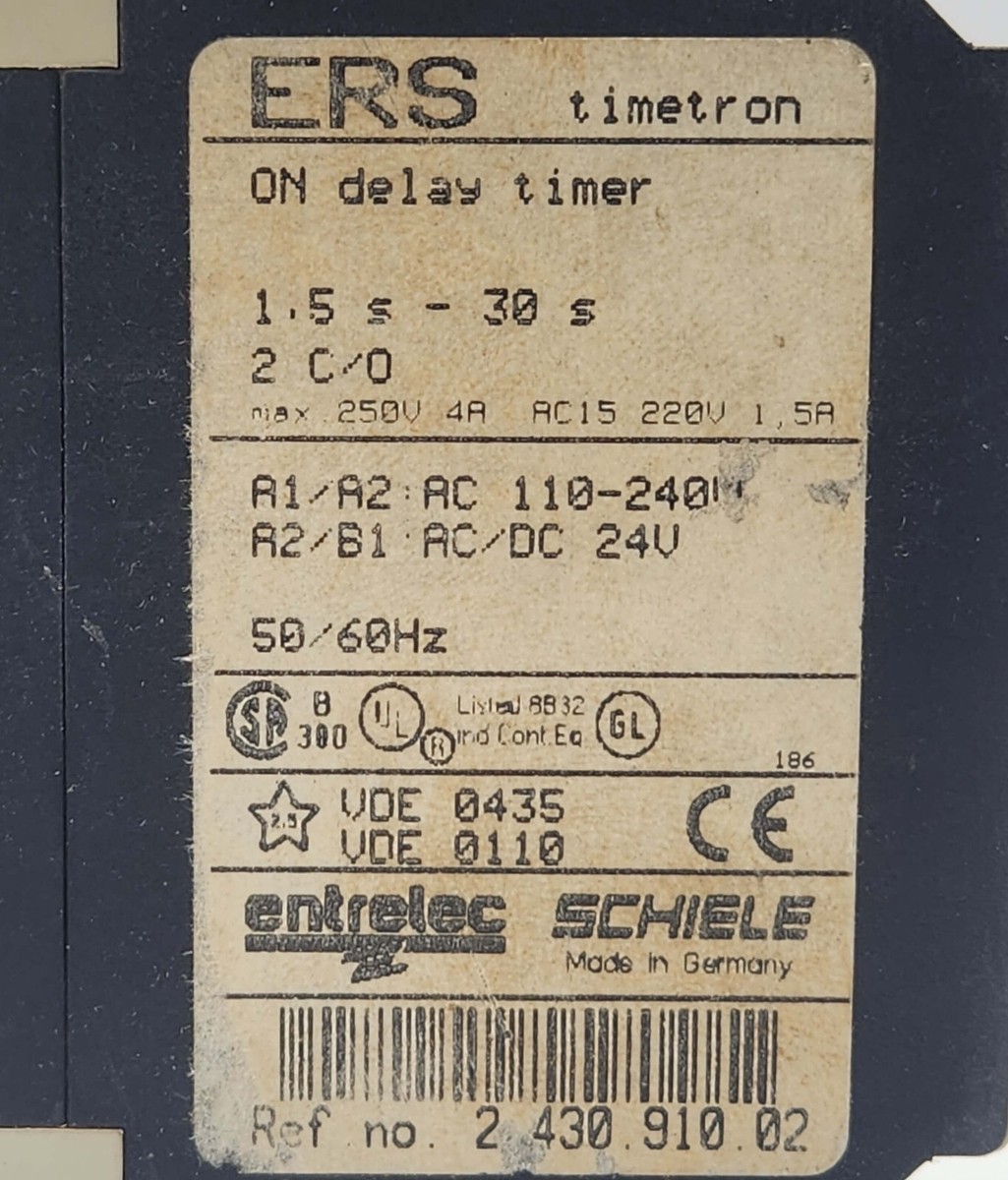 Schiele ARS Timetron Zeitrelais 2.430.120.03 – Ausschaltverzögerung 0,05s–10min, 24–240V AC/DC