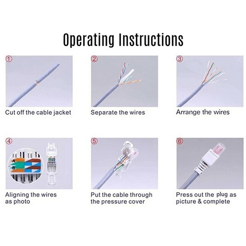 White RJ45 Tool-less Connector No Crimp Connectors CCTV Ethernet Cable Head Plug - Afbeelding 11 van 11