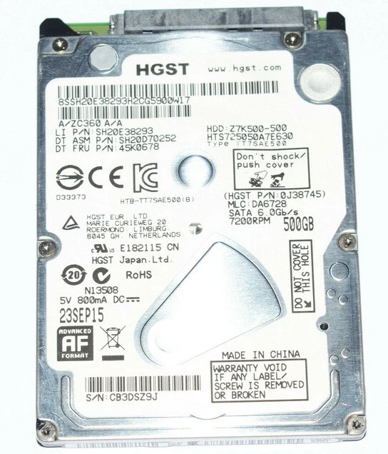 703267-001 Hitachi HTS725050A7E630 500GB 7200RPM 6.0GB/S 2.5 inch Hard Drive - Image 4 of 4