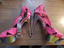 Farenheit Exotic Dancer Heels Pink / Chrome Size 8 see images for heel size 