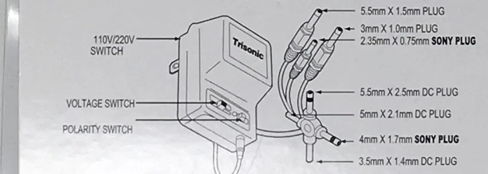 Universal ac/dc power adapter output 3V 4.5V 6V 7.5V 9V 12V 500mA 2 sony plug - Image 3 of 4