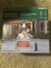 Holiday Living Inflatable Igloo Scene with Polar Bear, Penguin, Seal. Christmas
