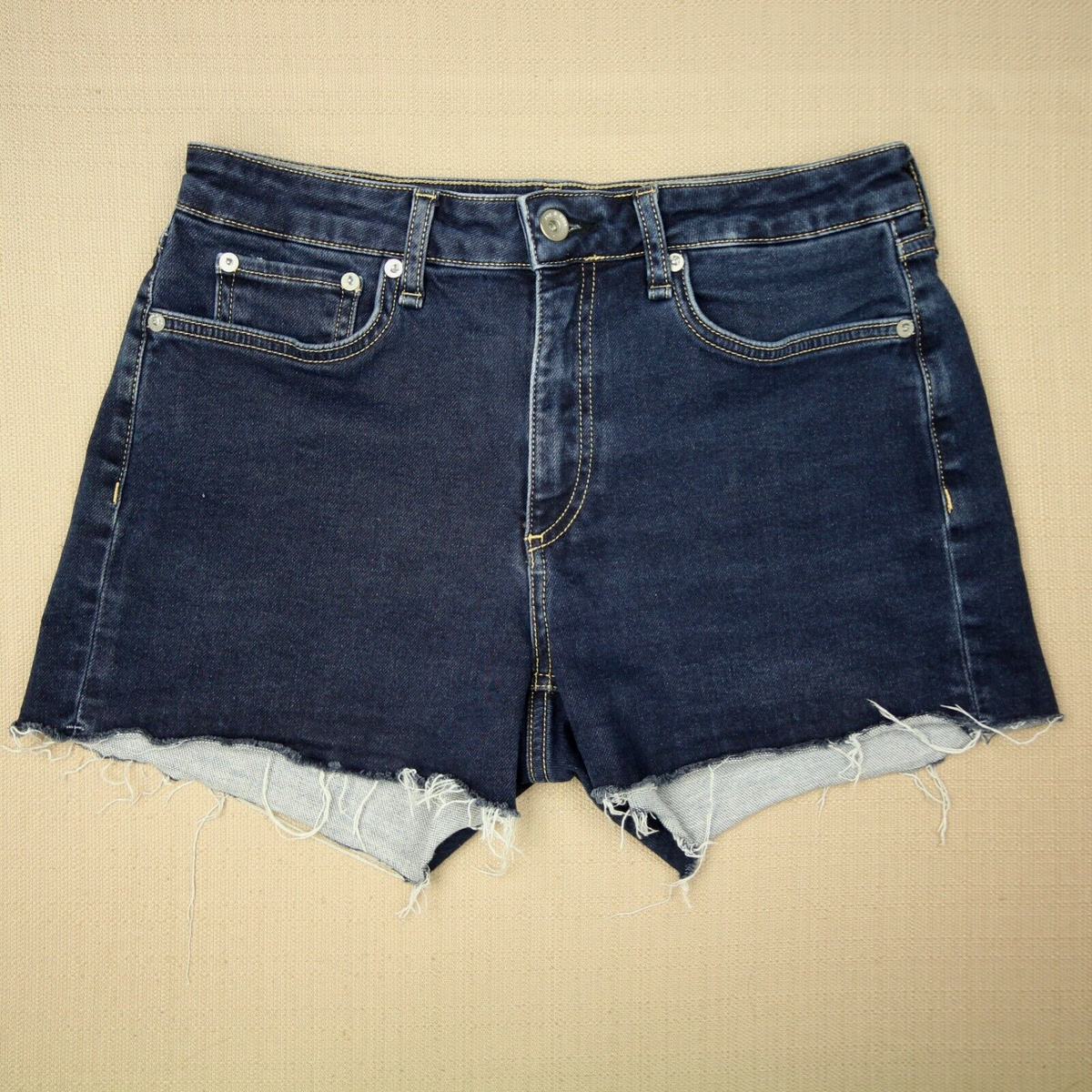 Rag Bone Dre Low Rise Cut Off Shorts Women's Size 27 Dark Rinse Towel  Denim