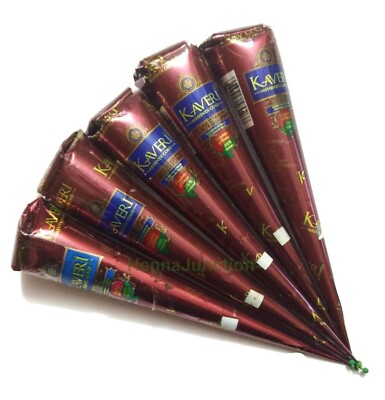 5 Natural Henna Cones Temporary Tattoo Kit Body Art Mehandi Ink Herbal Heena DIY