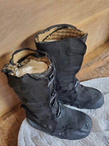 Vintage 1900's Goodrich Children's Shoes Kids Galoshes Black Rain Boots Buckle - Picture 2 of 11