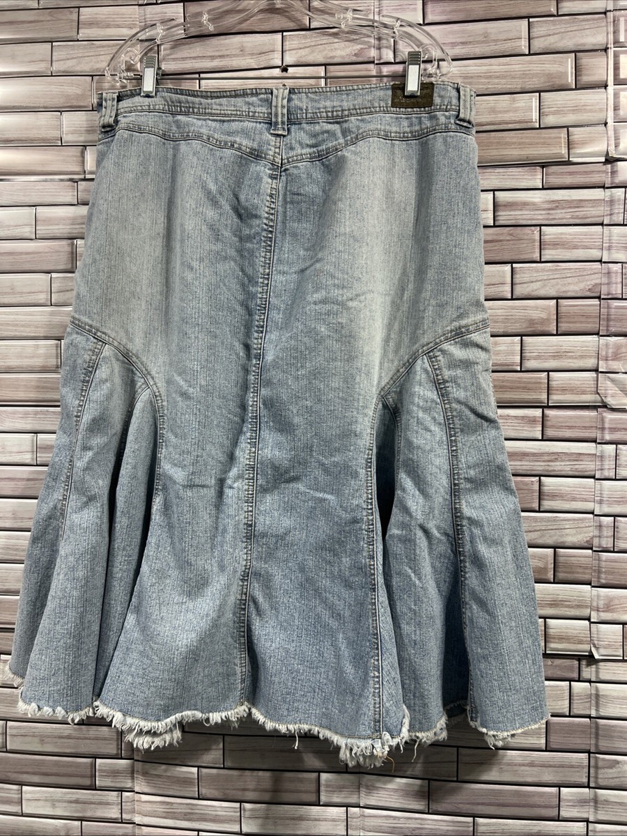 Vintage denim skirt 14 light blue midi long fit and flare