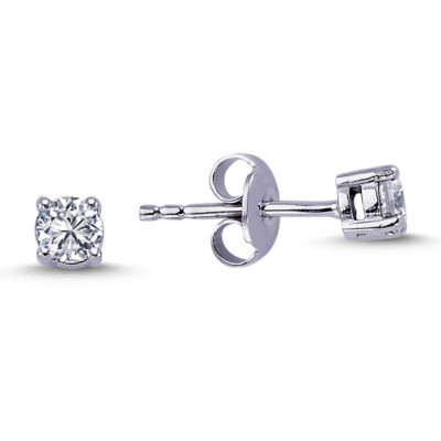 0,30 Carat Diamant Solitär Ohrringe 14 Karat Weißgold