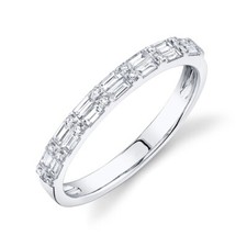 14k WHITE GOLD BAGUETTE  ROUND DIAMOND STACKABLE WEDDING ANNIVERSARY BAND 1636