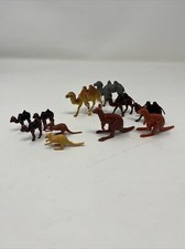 Vintage Plastic Playset Mini Animal Figures Lot - Camels Kangaroos 50 s 60 s