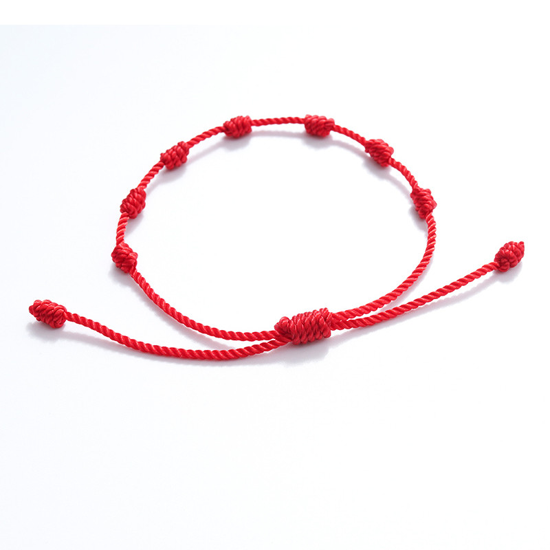 2 stück 7 Knoten Rote Schnur Armband Handgemachte Freundschaft Armband Glück