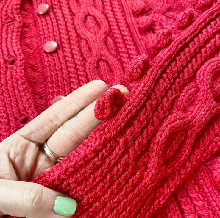 Винтажный 50-х розовый ирландский шерсти трикотажа жевательная резинка кардиган свитер - Изображение 2 из 4