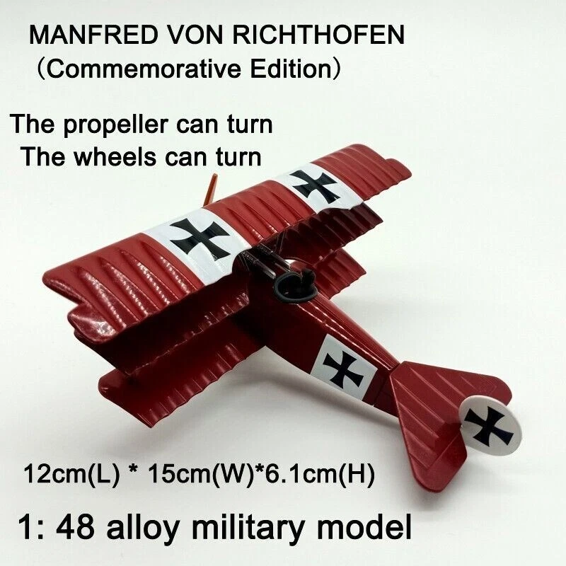 1:48 Diecast Military Aircraft German Fokker Dr.1 Triplane Fighter Model Gift - Image 2 of 4