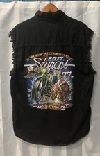 Hot Leathers Black Hills Rally Men's XL Stungis 77th Button Down Biker Shirt