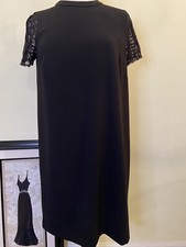 Ann Taylor Loft Dress Size 4M Lace Sleeves Black Academia Minimalist Elegant