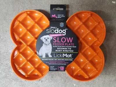 LickiMat SloDog Bone-Shaped Slow Feeder Plate for Dogs - Orange
