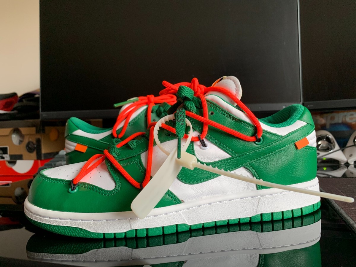 Nike Dunk Low x OFF-WHITE Pine Green UK 7.5 US 8.5 Lot 50 Navy Red