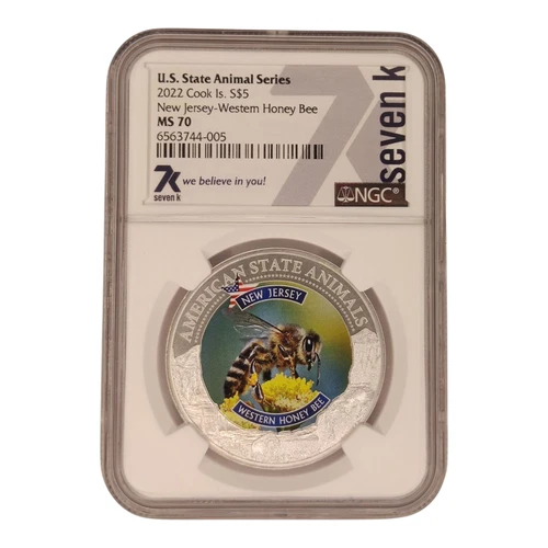 2022 Cook Islands - US State Animal Series - New Jersey Honey Bee - NGC MS70