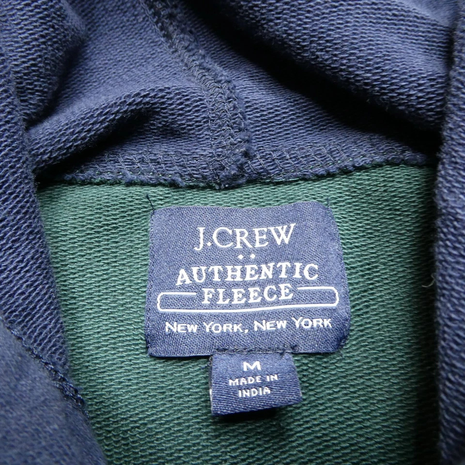 J Crew Authentic Fleece Hoodie Womens M Green Blue Cotton Terry Raglan Sleeve - Image 2 of 4