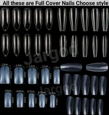 100Pc Long Ballerina/Coffin/Almond/Oval/Full Cover Square False Nail Tips-Jargod