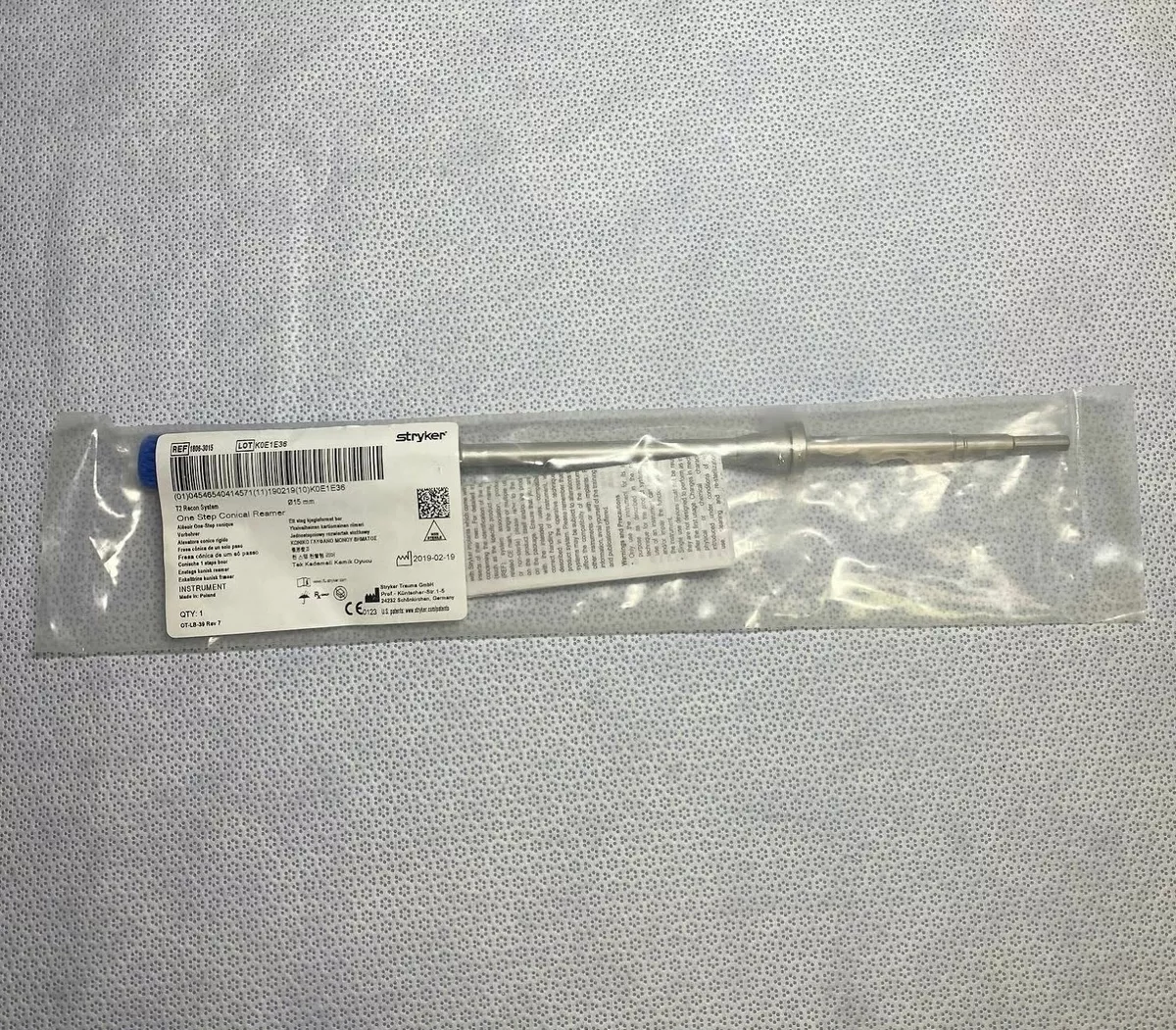 Stryker 1806 3015 T2 Recon System One Step Conical Reamer 15mm