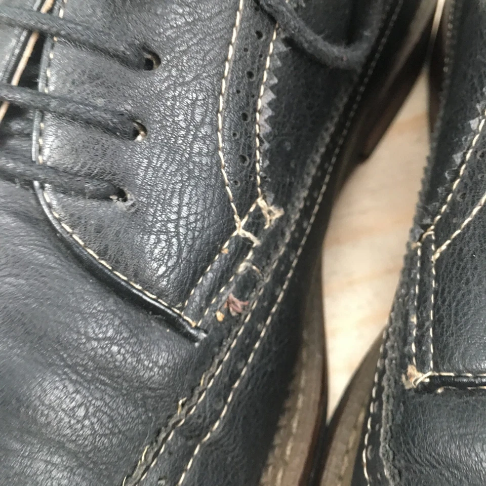 Ferro Aldo Shoes Mens 11 Classic Wingtip Brogue Derby Oxford Black Leather - Image 3 of 4