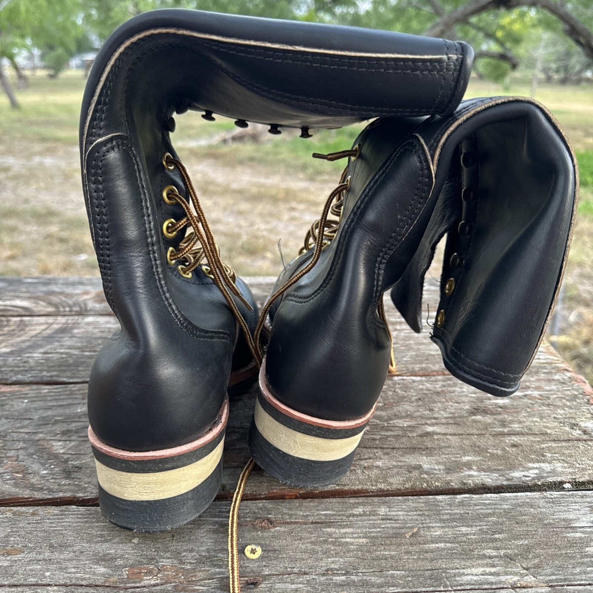 Vintage Carolina Linesman Black Leather Boots Tall Made in USA Size 10.5 VTG 70s brand new Men main image 3
