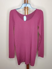 Arianna women's One Size t-shirt dress maroon color scoop neck long sleeve NWT