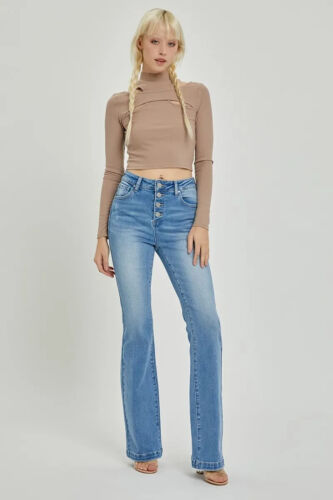 High Rise Button-Fly Bootcut Jeans By Risen