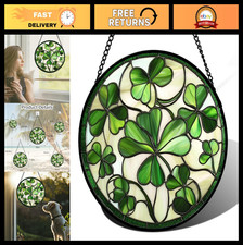 Stained Glass Suncatcher - Green Lucky Clover Window Decor for St. Patrick's Day