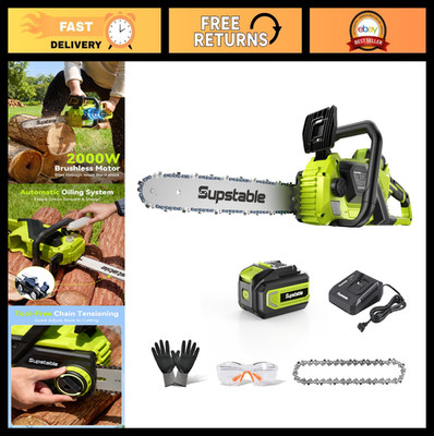16'' Cordless Electric Chainsaw 2000W, 40V, 4.0Ah Battery, Fast Charger, Auto Oil