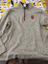 ProEdge Indiana Hoosiers Sherpa Quarter Zip Pullover Gray Men s Large NCAA