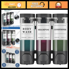 Wall Mounted Shampoo  Conditioner Dispenser - 3 Chamber Shower Organizer, No Dr