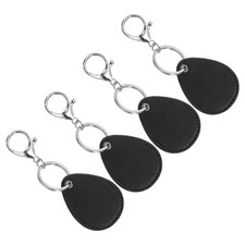 Leather Key Fob, 4pcs PU Leather Key Fobs Key Chain Holder, Black