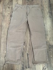 Tan Vintage Carhartt Workwear Carpenter Pants Sz 38x32 Made In The USA