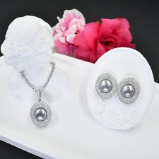 Zircon Necklace and Earrings Set  Elegant Jewelry for Wedding, Party-M12