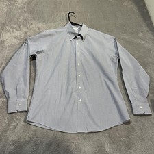 Brooks Brothers Shirt Mens 16-35 Blue White Regent Fit Non Iron Stretch Stripe