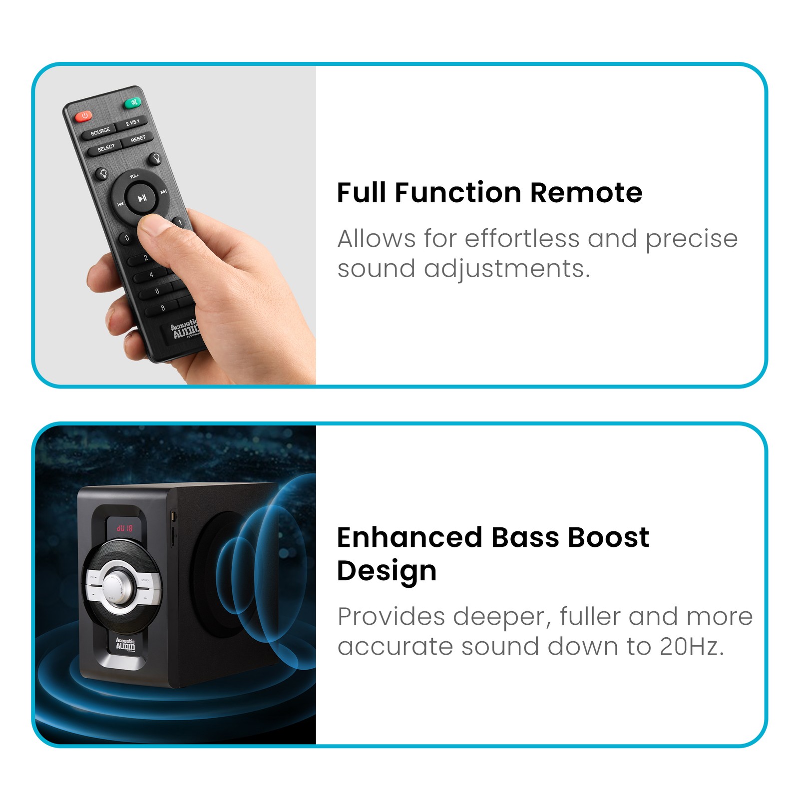 Acoustic Audio 5.1 Bluetooth 6 Speaker System Home Theater Surround Sound NEW