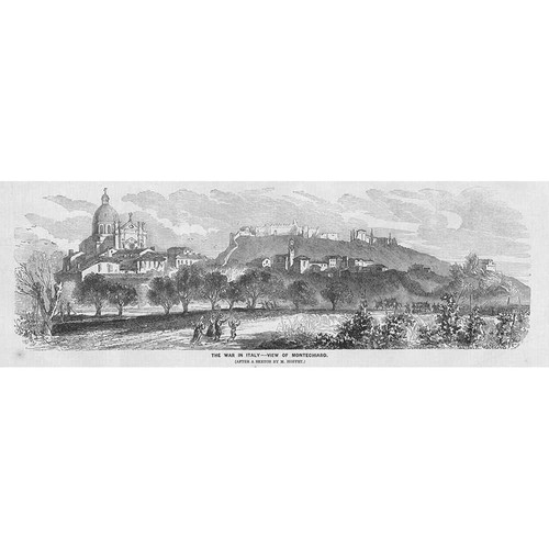 ITALY View of Montechiaro - Antique Print 1859
