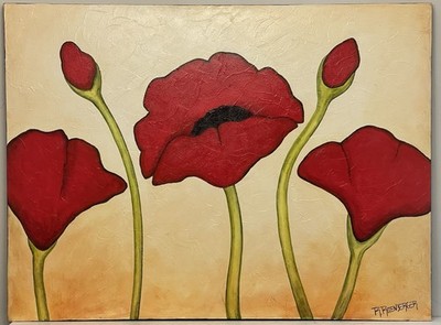 2011 Robert Rodenberger 40 x30  Red Poppy Flower Oil on Canvas Original Painting