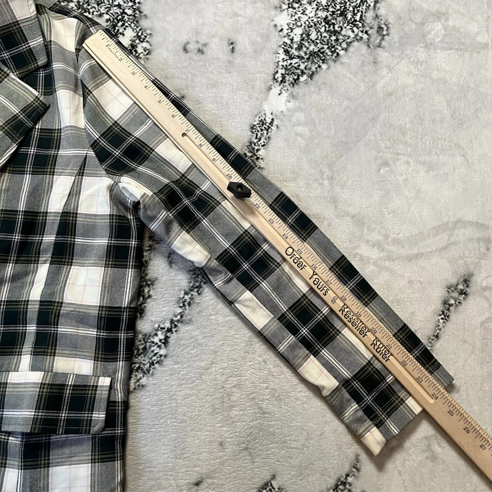 Chaqueta Mujer We The Free People Talla M Freddie Longline Blazer Cuadros Gris Oliva Foto 2 de 4